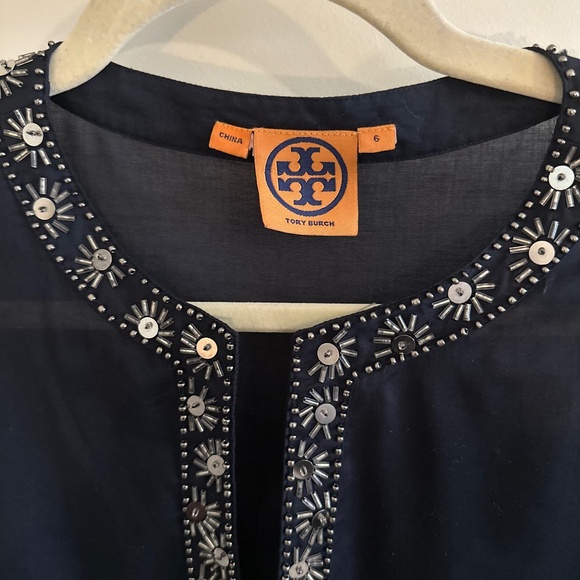 Tory Burch Long Sleeve Tunic Blouse Sequin Embellishments Size 6 - Picture 6 of 12